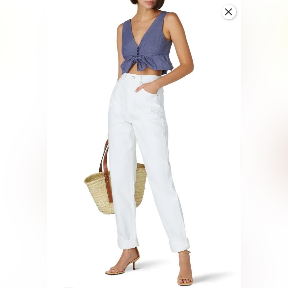 Chambray Ruffle Crop Top by Thakoon Size 10 - Picture 3 of 15